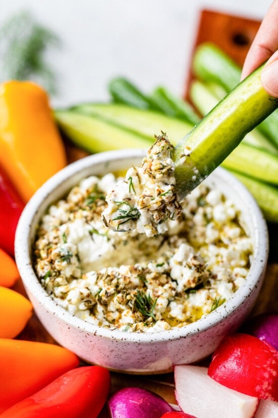 High Protein Cottage Cheese Veggie Dip